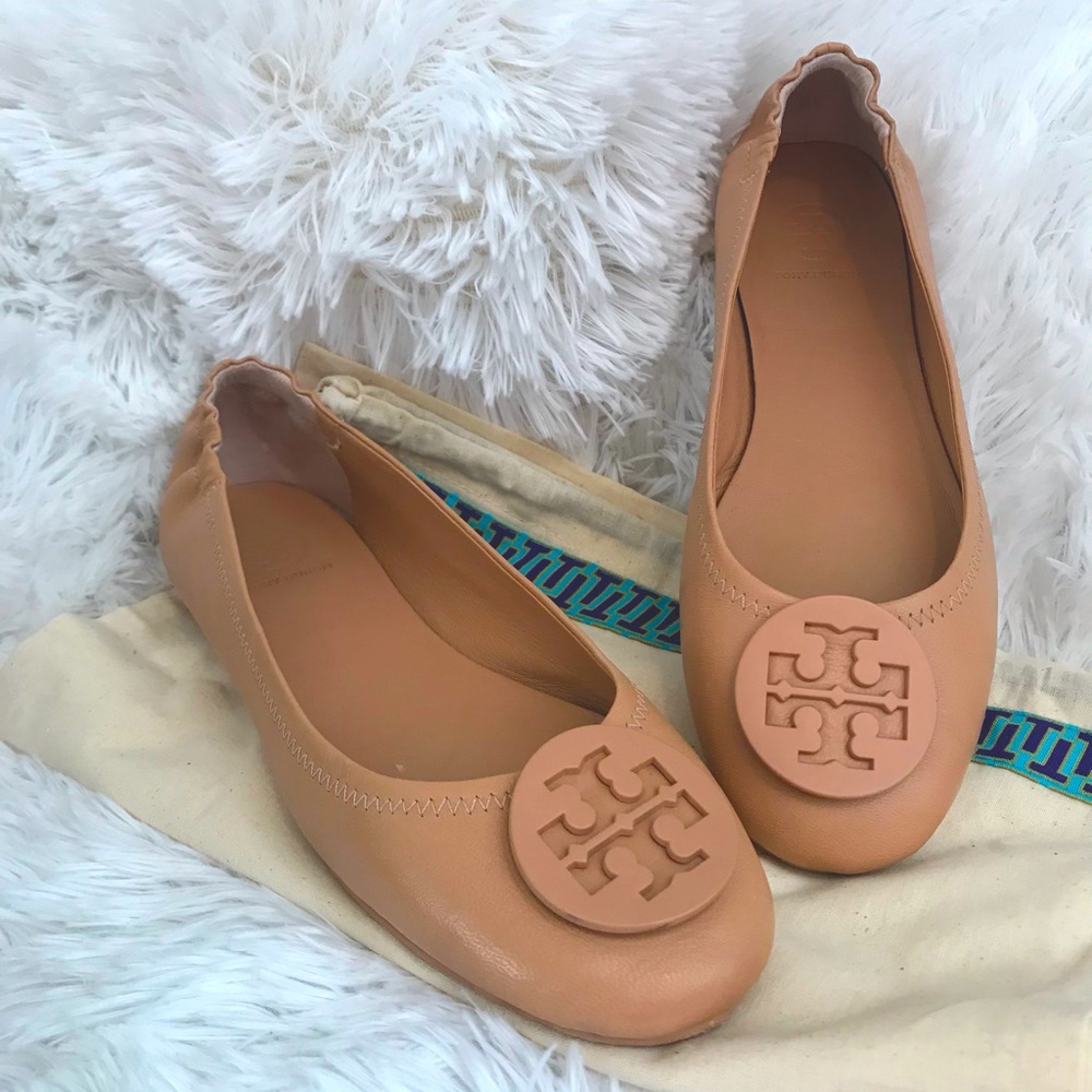 Tory Burch Minnie Travel Flats SZ 7.5 M Oak